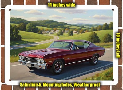 Metal Sign - 1968 Chevrolet Chevelle 7 Oil Painting - 14x10