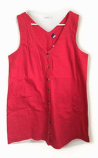 NWT Old Navy Sleeveless Button-Front Mini Cotton Dress Size L in Bright Coral