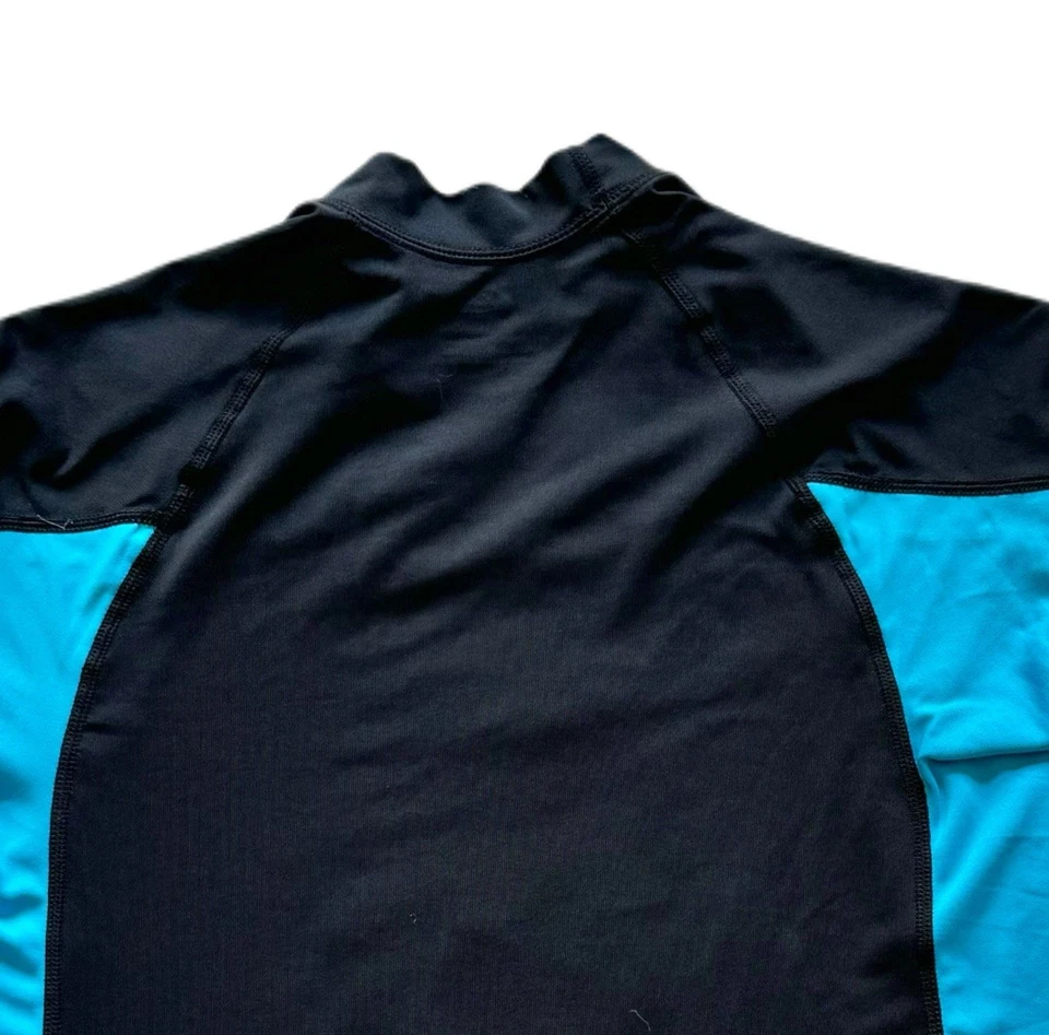 Quiksilver Rash Guard Swim Shirt Black Blue Men’s Size L UPF Surf UV Protection - Image 4 of 4