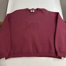 Vintage 90s Lee Made In USA Dark Red Crewneck Sweatshirt Embroidered XL