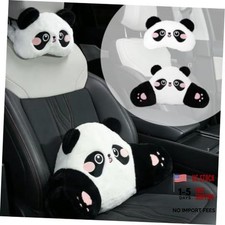 Cute Panda Car Pillow Plush Neck Support Lumbar Cushion Soft Rabbit Fur