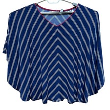 Susan Graver Blouse Plus 1X Blue White VNeck ...