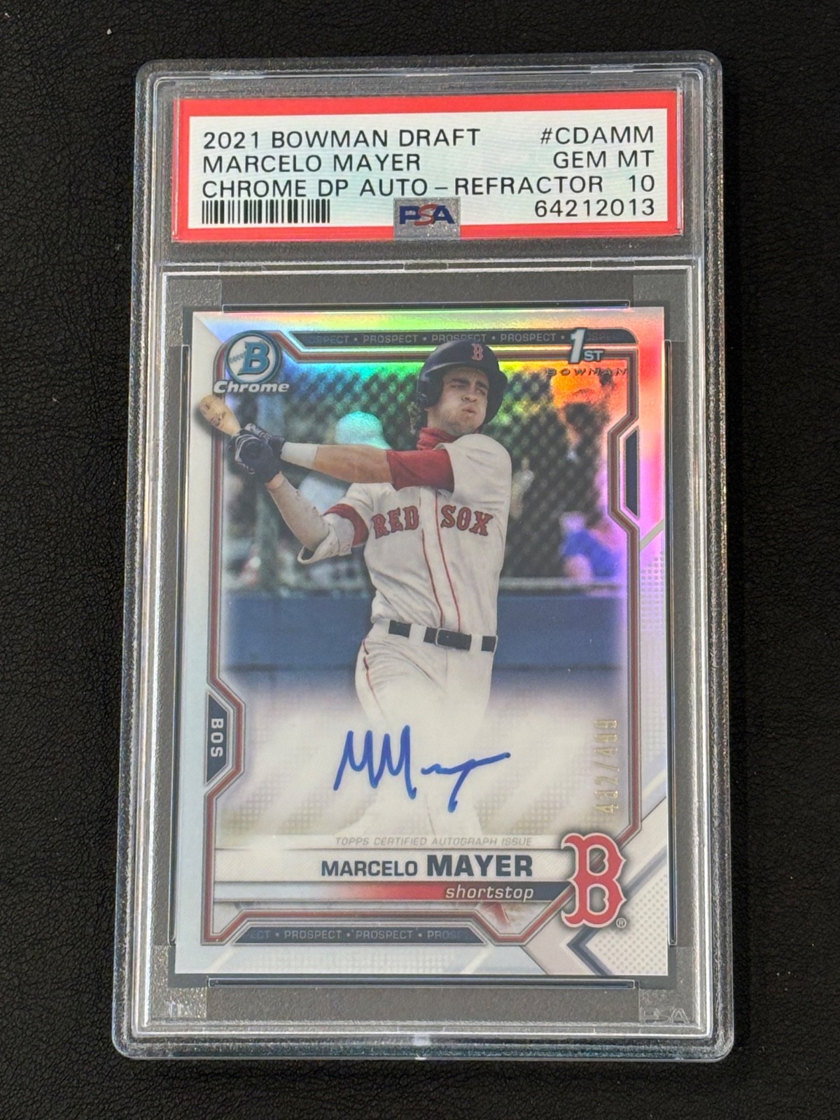 2021 Bowman Draft Chrome MARCELO MAYER REFRACTOR AUTO 1ST ROOKIE RC /499 PSA 10