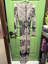 NWT Medium Fashion Nova Venus Mystical Sun Print Bodycon Maxi Dress Long Sleeves