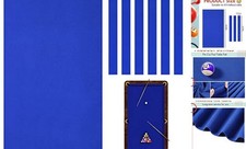 Billiard Cloth 8.53ft Pool Table Felt with 6 Cloth Strips Pre Cut Pool Blue