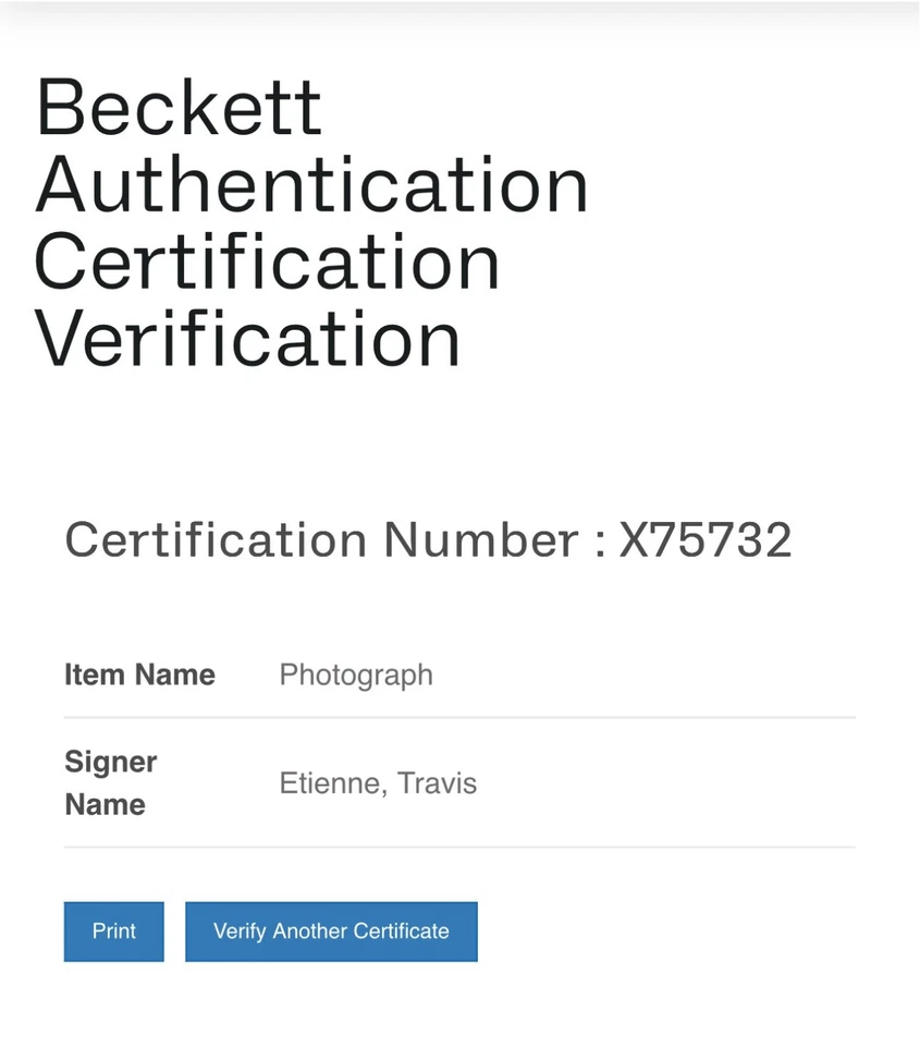 Foto firmada por Travis Etienne Beckett Witness automática Foto 4 de 4