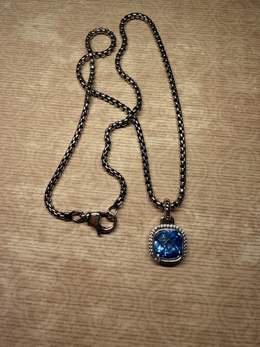 David Yurman sterling silver  blue topaz necklace 20 inches 