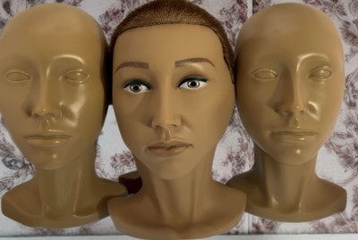 2 Pivot Point Mannequin Head Heads HB90000L & Slip-On Skin W/ Hair