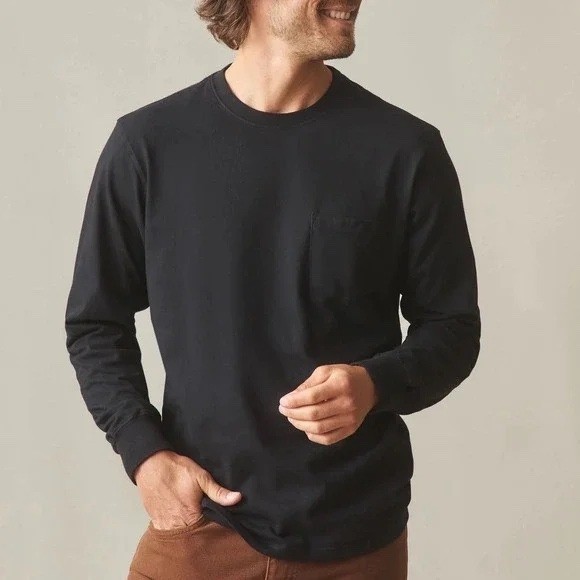 American Giant Black Long Sleeve Crew Neck T Shirt Made in USA XL