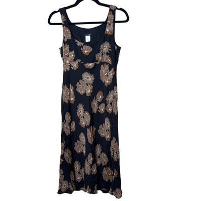 j crew silk sleeveless dress J. Crew Women Silk Sleeveless Feminine Floral Midi Dress Size 2 Y2K VTG