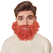NEW Fake Red Full Beard and Mustache Costume Facial Hair by Yan Dream