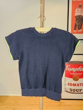 VINTAGE 80' UNBRANDED BLACK SHORT NEON SLEEVE SWEATSHIRT SZ MEDIUM