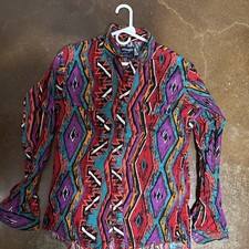 VTG Wrangler Brushpopper 16 -36 Long Sleeve Aztec Western Shirt/Made In USA