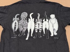 Vintage 1986 Cat T Shirt Hanes Beefy T USA Made Double Sided Graphic Large