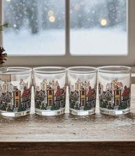 Luminarc D’Arques Dublin 1992 Christmas Village Rocks Glasses Set 4