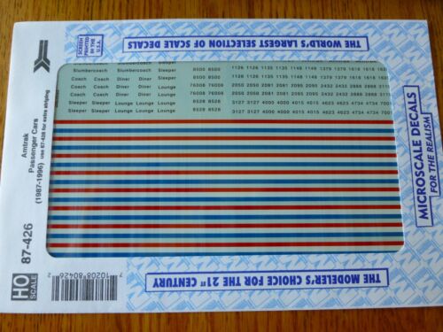 Microscale Decal HO  #87-426 Amtrak Passenger Cars (1980-1996) use with 87-428-P - Picture 1 of 1