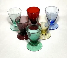SUSSMUTH ~ Vintage Set (6) Harlequin FOOTED CORDIAL/SHOT GLASSES (2 Oz)~ Germany