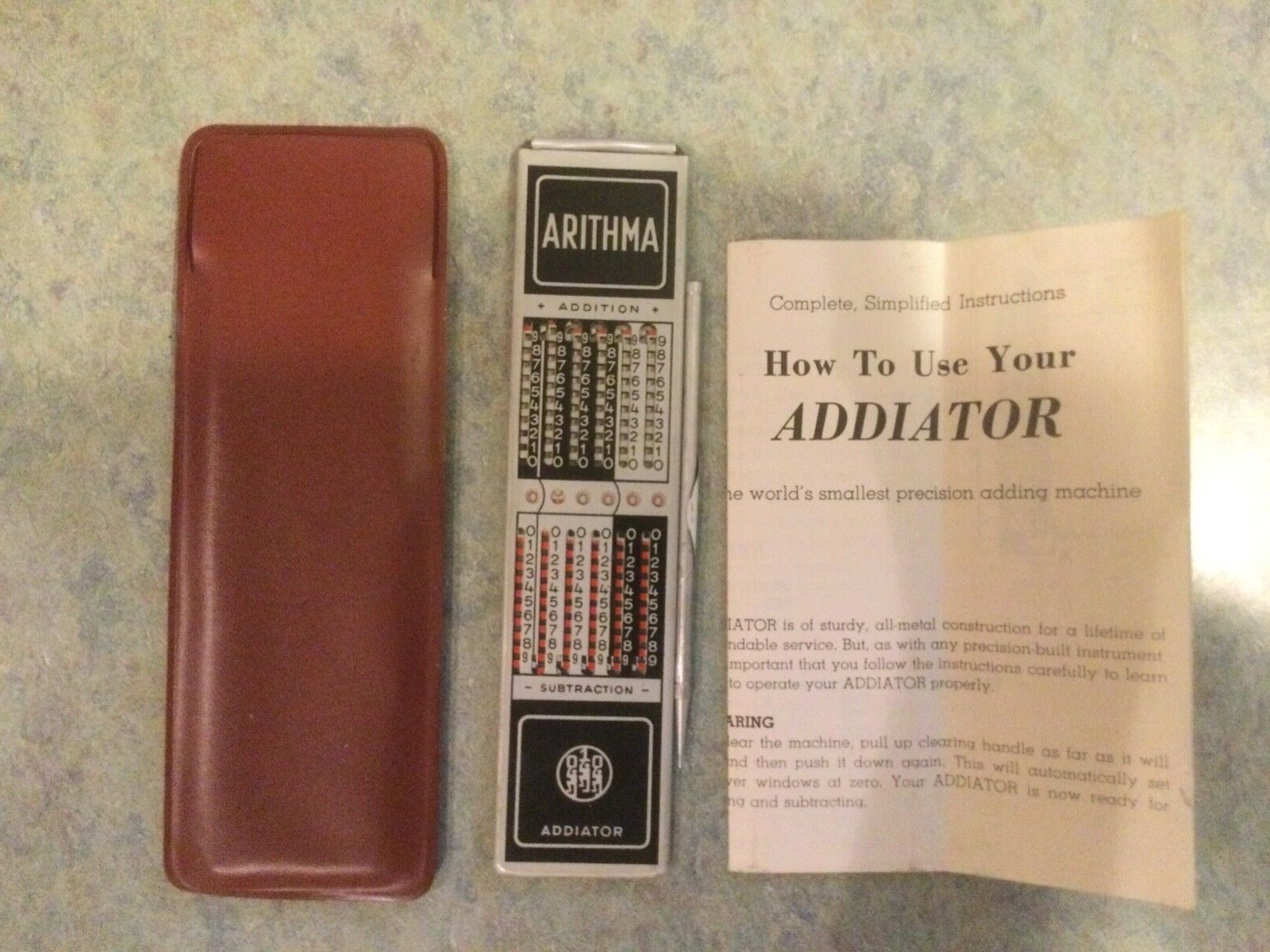 arithma-pocket-adding-machine-addiator-mechanical-calculator-german-w