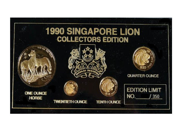 1990 Singapore 1oz Silver/Gold Plated Proof Coin Year of The