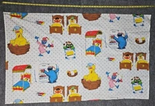 Vintage Sesame Street Muppet Characters Muppets Inc Sheet Fabric Piece 57x25 in