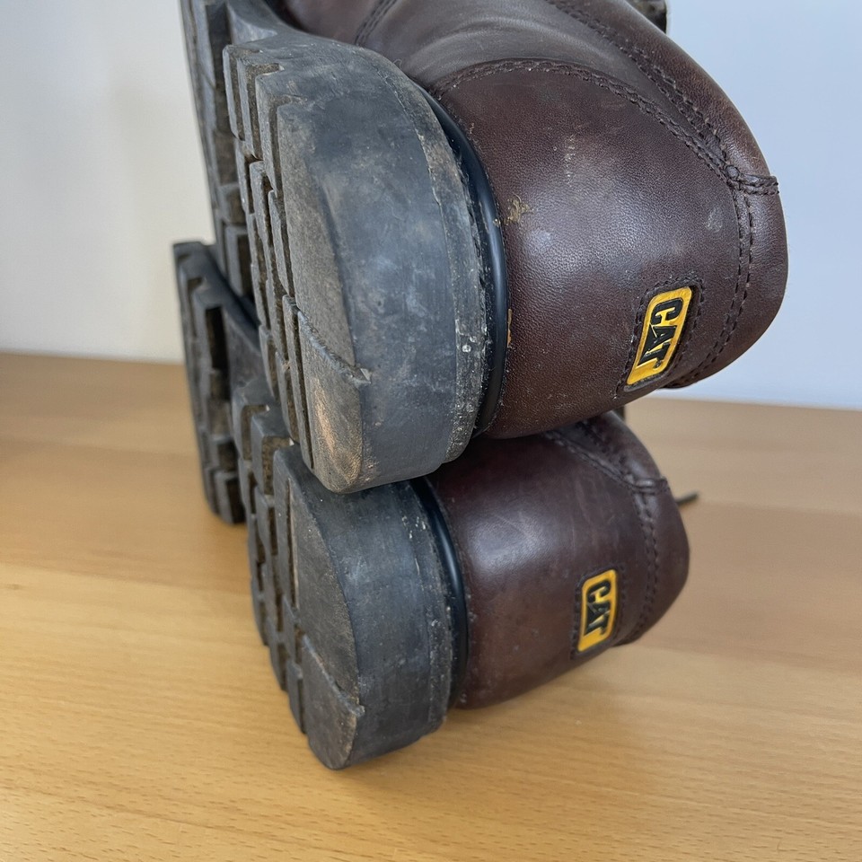 CAT CATERPILLAR WIDE FIT BROWN REAL LEATHER WALKING MACHINES SHOES SIZE