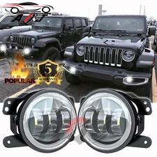 Pair 4 Inch Round Led Fog Lights Driving Lamps Halo For Jeep Wrangler Jk Tj Lj