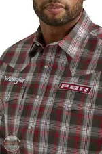 Wrangler Mens PBR Long Sleeve Logo Shirt Red