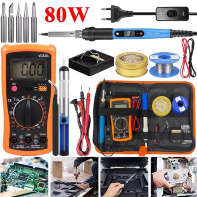 Lötkolben Set 80W Lötstation Einstellbarer Temperatur Lötset Soldering Iron Kit