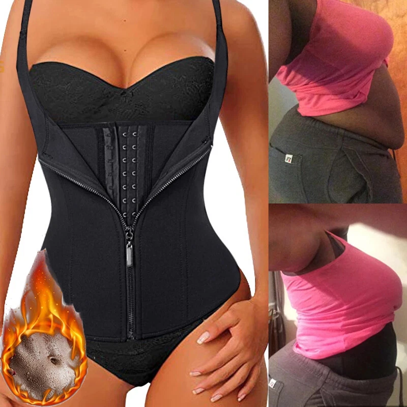 Women Waist Trainer Zipper Vest Body Shaper Corset Girdle Slimming Belt Neoprene