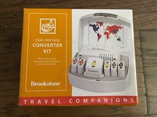 BROOKSTONE DUAL WATTAGE WORLDWIDE TRAVEL CONVERTER KIT W/ CASE 6 PLUGS