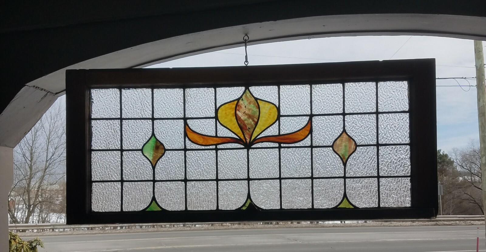 ANTIQUE STAINED LEADED GLASS WINDOW, VICTORIAN MANSION KINGSTON PA