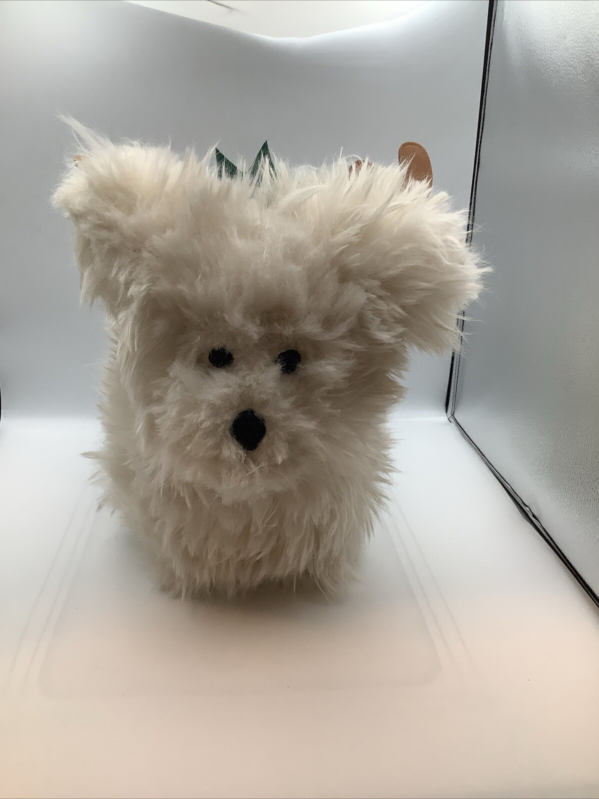 Pottery Barn Luxe Faux Fur Dog w Antlers Shaped Pillow Christmas Holiday 2023