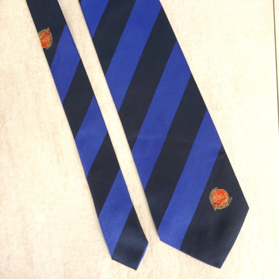 Corbata de cuello Burlington Repp para hombre azul marino a rayas regimiento Niigata logotipo Fukawu Japón Foto 4 de 4