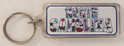 Vintage North Carolina Souvenir Acrylic Keychain Keyring by APS