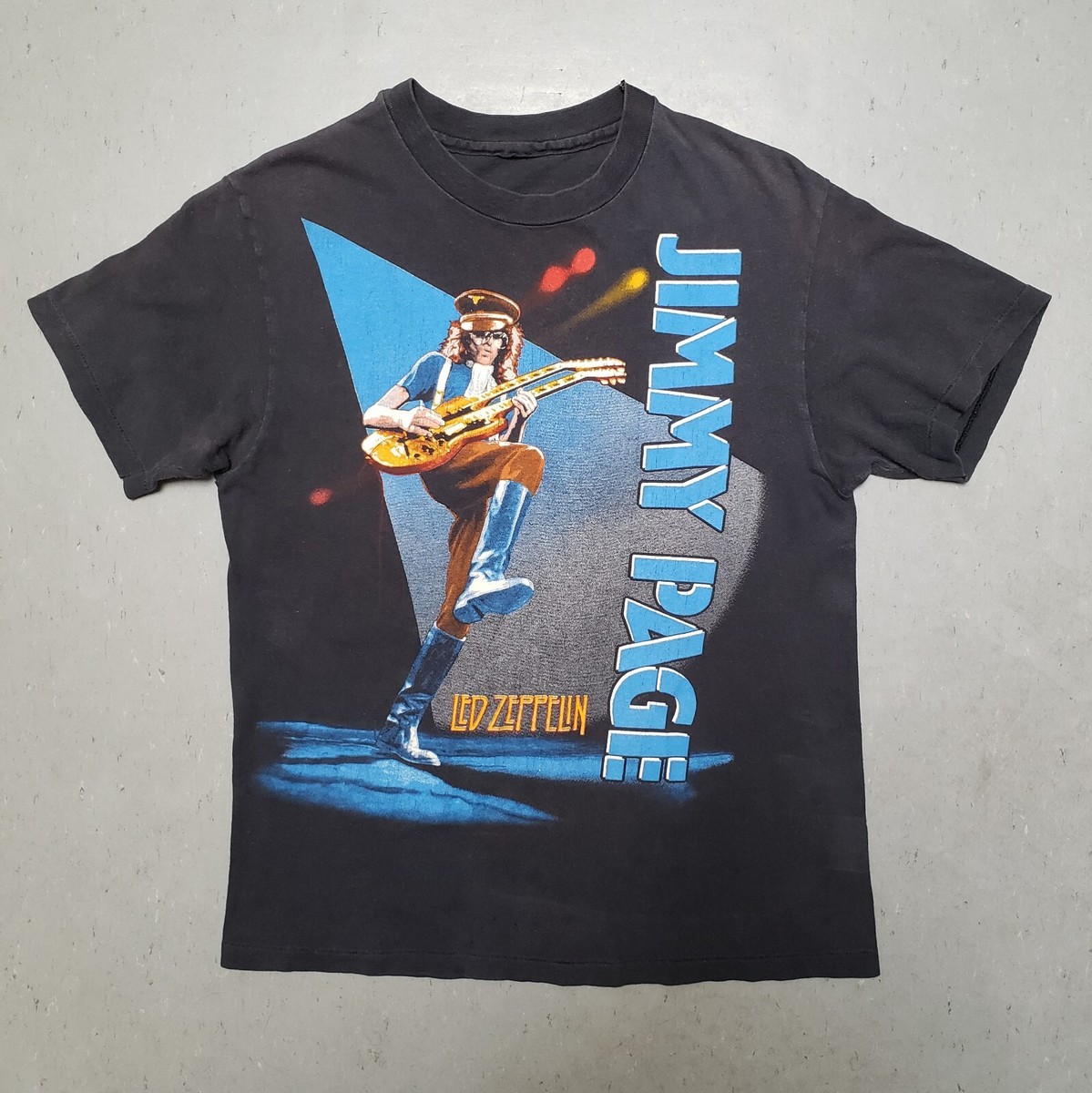 Vtg 80s LED ZEPPELIN JIMMY PAGE Tshirt Rock Express Guitar