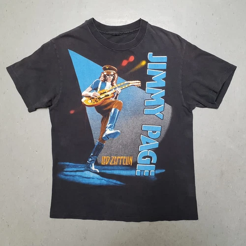 80s LED ZEPPELIN JIMMY PAGE Tshirt Rock Express Guitar G 1980s vintage concert t-shirt, vintage, single stitch, B+ condition