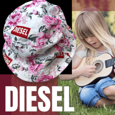 Diesel Kids Girls Floral Print Summer Fashion Packable Bucket Hat Pink One-Size
