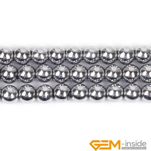 2mm-12mm Sliver Metallic Coated Reflections Hematite Round Spacer Beads 15" AU - Picture 41 of 51