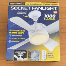 Bell and Howell Socket Ceiling Fan Adjustable Ceiling Light 1000 Lumens New