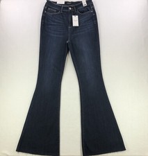Judy Blue Jeans Womens 13/31 Blue High Waist Flare Raw Hem Stretch Dark Denim
