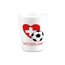 Ceramic Shot Glasses Love Soccer Heart Switzerland Style 2 Euro Cup 2 Oz