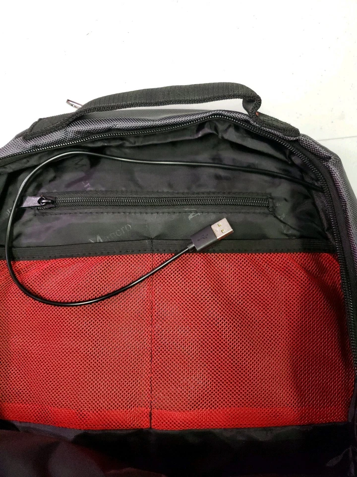 Mochila para Laptop Mancro Business Slim Travel School Computer Bag Preto USB - Imagem 3 de 4