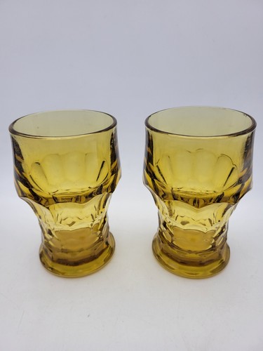 Vintage amber Glasses set of 7 Georgian Viking Honey Comb 3 different sizes PICS - Picture 3 of 8