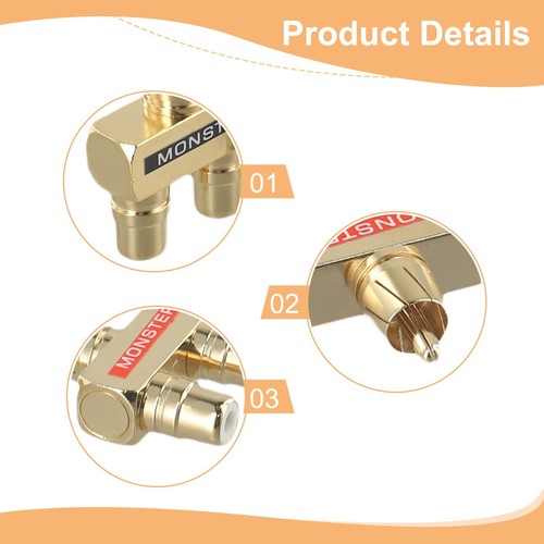 2pcs For RCA Audio Y Splitter Adapter 1 Male To 2 Female Gold Plated - Picture 14 of 24