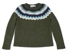 Vineyard Vines Youth Small Nordic Fair Isle Cashmere Lambs Wool Green Sweater