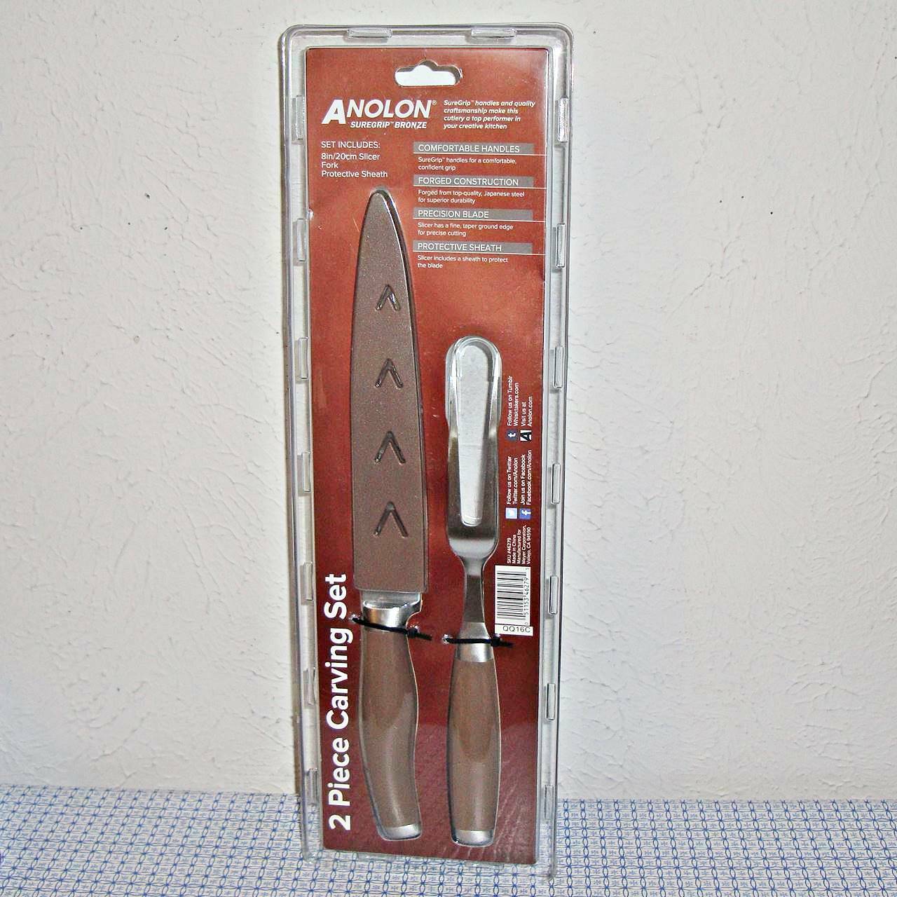 【NEW】ANOLON SUREGRIP STAINLESS STEEL CARVING KNIFE AND MEAT FORK SET