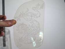 vtg 1960s Tattoo Flash acetate stencil Swirling Asian Dragon signed DR2