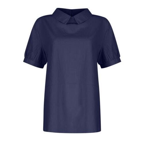 Women's Cotton Linen Tee Blouse Summer Lightweight Blouse Tops Casual T-Shirt - Picture 12 of 42