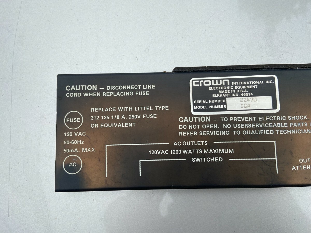 Crown IC-150A Preamplifier Parts - Rear Panel in great condition 