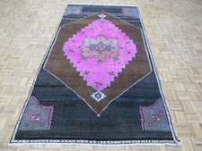 5'8 x 10'9 Hand Knotted Brown Pink Vintage Turkish Oushak Oriental Rug G9973
